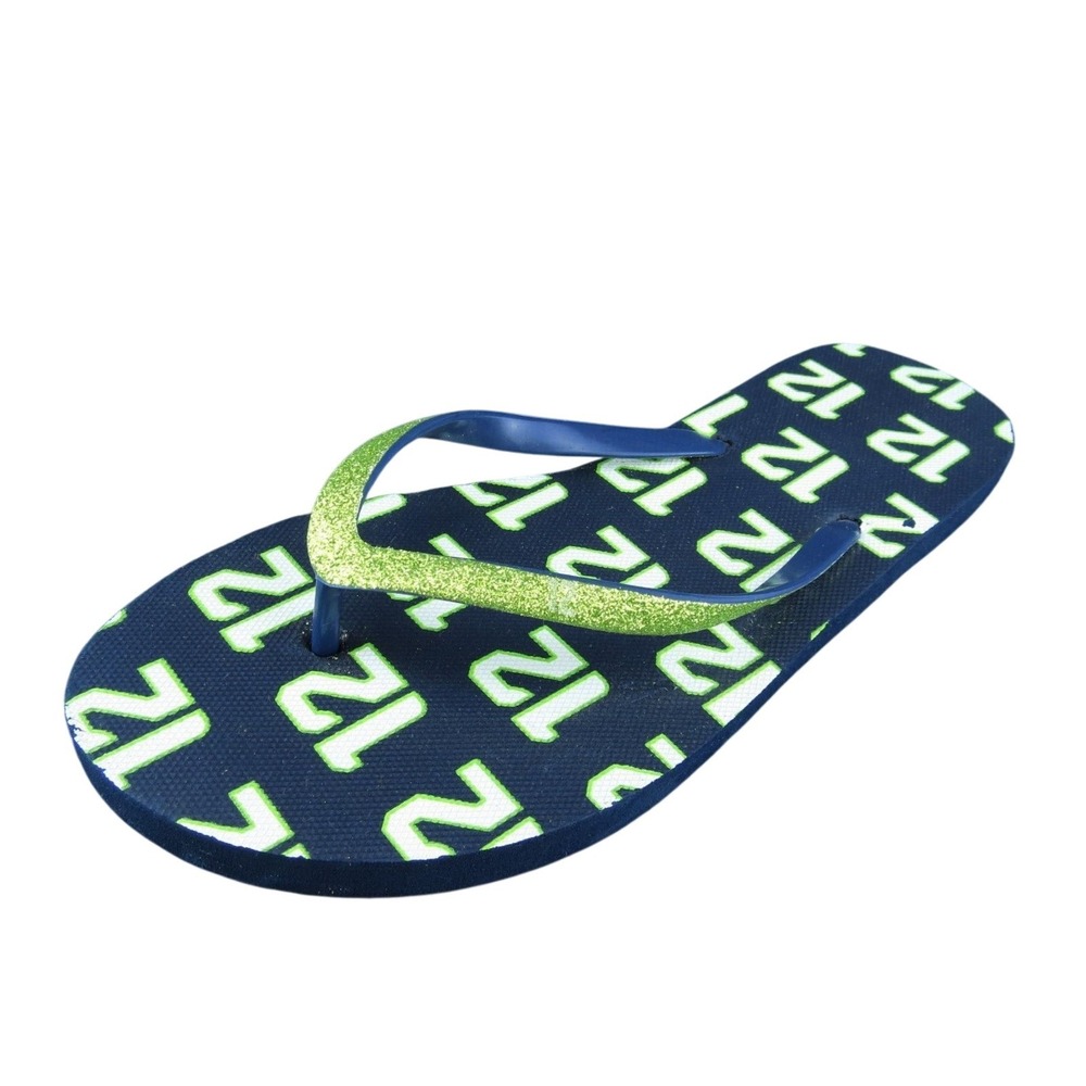 12th Man Women Flip Flop Shoes  Gold Synthetic Slip On Size 9-10 Medium (B, M)‎
